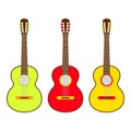 Three  Mexican guitar set. Vector isolated illustration on white background.  Music icons and melody template Royalty Free Stock Photo